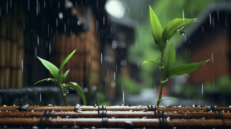 雨中竹子植物模糊背景摄影图,高清,摄影图,摄影图片,图片大全,摄影图免费下载
